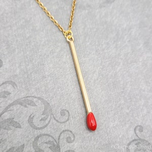 Match Necklace Matchstick Necklace Match Jewelry Fire Jewelry Match Stick Charm Necklace Match Pendant Necklace Gift for Her Women's Jewelry