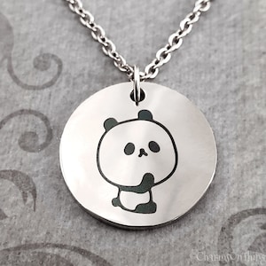 Panda Halskette Panda Schmuck KLEINER Panda Charm Halskette Süßer Panda Anhänger Halskette Tierschmuck Panda Geschenk für Sie Gravur Halskette