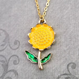 Sunflower Necklace Sunflower Jewelry Yellow Sunflower Charm Flower Necklace Sunflower Pendant Necklace Sunflower Gift Bridesmaid Necklace