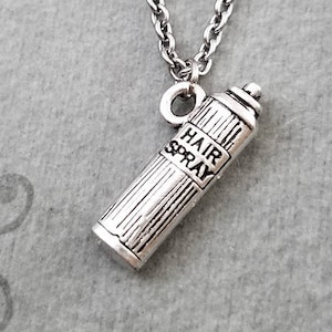 Hair Spray Necklace SMALL Hair Spray Charm Jewelry Hair Dresser Gift Beauty School Stylist Necklace Pendant Necklace Cosmetologist Gift