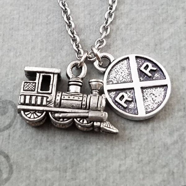 Train Necklace SMALL Train Charm Necklace Train Jewelry Railroad Crossing Necklace Travel Necklace Travel Gift Travel Jewelry Train Pendant