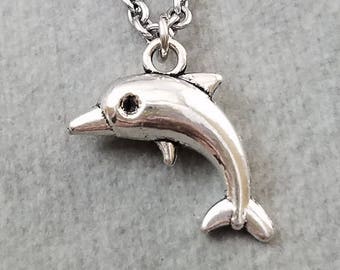 Dolphin Necklace SMALL Dolphin Charm Necklace Dolphin Jewelry Ocean Necklace Beach Necklace Beach Jewelry Animal Jewelry Sea Jewelry Pendant