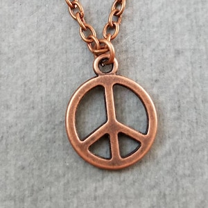 Peace Sign Necklace VERY SMALL Peace Sign Charm Necklace Peace Sign ...