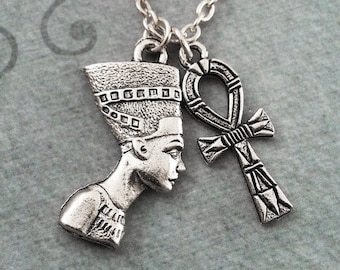 Nefertiti Necklace SMALL Queen Nefertiti Charm Necklace Pendant Necklace Ankh Necklace Egyptian Jewelry Nefertiti Jewelry Charm Jewelry Gift