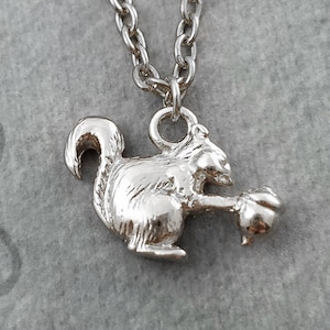 Squirrel Necklace SMALL Squirrel Charm Necklace Squirrel Pendant Necklace Autumn Jewelry Acorn Necklace Bridesmaid Necklace Animal Jewelry
