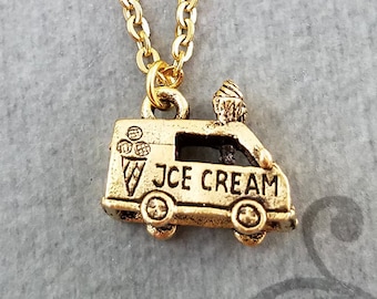 Ice Cream Truck Necklace SMALL Ice Cream Charm Necklace Ice Cream Necklace Pendant Necklace Ice Cream Gift Girlfriend Jewelry Food Necklace