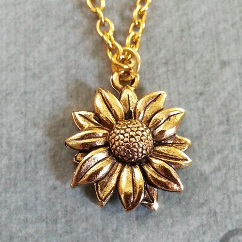Sunflower Necklace SMALL Sunflower Jewelry Sunflower Pendant Etsy