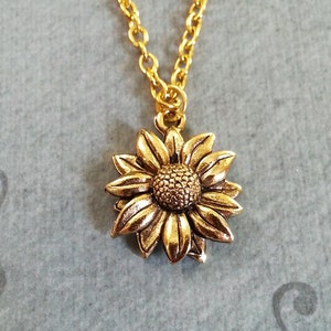 Sunflower Necklace SMALL Sunflower Jewelry Sunflower Pendant Gold Sunflower Charm Flower Necklace Bridesmaid Necklace Flower Girl Jewelry