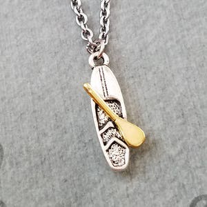 Paddle Board Necklace SMALL Paddle Board Charm Necklace Paddleboarding Gift Paddleboarder Beach Jewelry Sports Jewelry Pendant Necklace