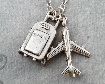 Airplane Necklace SMALL Plane Necklace Plane Charm Necklace Travel Jewelry Travel Gift Long Distance Relationship Baggage Luggage Necklace