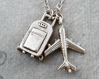 Airplane Necklace SMALL Plane Necklace Plane Charm Necklace Travel Jewelry Travel Gift Long Distance Relationship Baggage Luggage Necklace