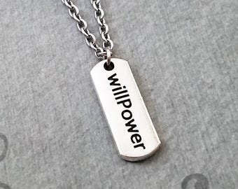 Willpower Necklace SMALL Charm Necklace Weight Loss Jewelry Dieting Gift Diet Gift Skinny Inspiration Pendant Necklace Workout Jewelry