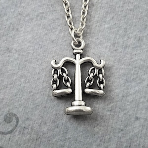 Scales Necklace SMALL Scales of Justice Necklace Scales Charm Necklace Lawyer Necklace Lawyer Jewelry Judge Necklace Pendant Necklace Gift
