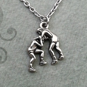 Wrestlers Necklace, SMALL Wrestling Necklace, Wrestling Gift, Wrestler Necklace, Wrestler Present, Wrestler Gift, Silver Wrestling Jewelry