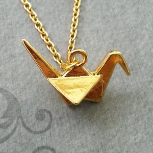Paper Crane Necklace Paper Crane Jewelry Origami Necklace Paper Crane Charm Necklace Japanese Crane Pendant Necklace Origami Jewelry Gift
