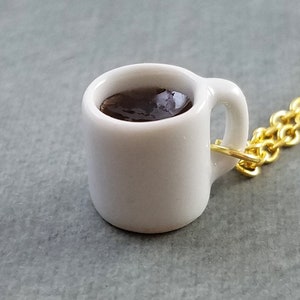 Coffee Necklace SMALL Cup of Coffee Cup Charm Necklace Black Coffee Mug Pendant Necklace Coffee Lover Gift for Mom Coffee Jewelry Bridesmaid
