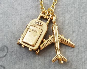 Airplane Necklace SMALL Plane Necklace Plane Charm Necklace Travel Jewelry Travel Gift Long Distance Relationship Baggage Luggage Necklace