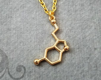 Serotonin Necklace Serotonin Jewelry Chemistry Jewelry Chemist Necklace Happiness Necklace Depression Gift Biochemistry Molecule Science