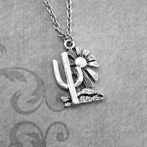 Cactus Necklace Sunrise Necklace Sun Necklace Desert Necklace Texas Jewelry Arizona Jewelry Cactus Charm Necklace Cactus Pendant Necklace