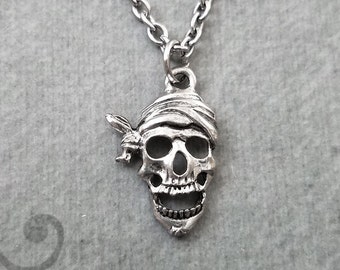 Pirate Skull Necklace SMALL Pirate Charm Necklace Pirate Jewelry Skull Jewelry Pirate Pendant Necklace Halloween Jewelry Dead Pirate Gift