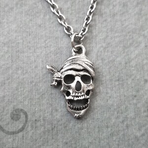 Pirate Skull Necklace SMALL Pirate Charm Necklace Pirate Jewelry Skull Jewelry Pirate Pendant Necklace Halloween Jewelry Dead Pirate Gift