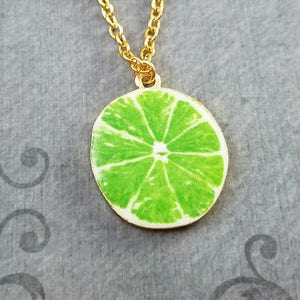 Lime Necklace Lime Jewelry Lime Slice Charm Necklace Green Lime Pendant ...