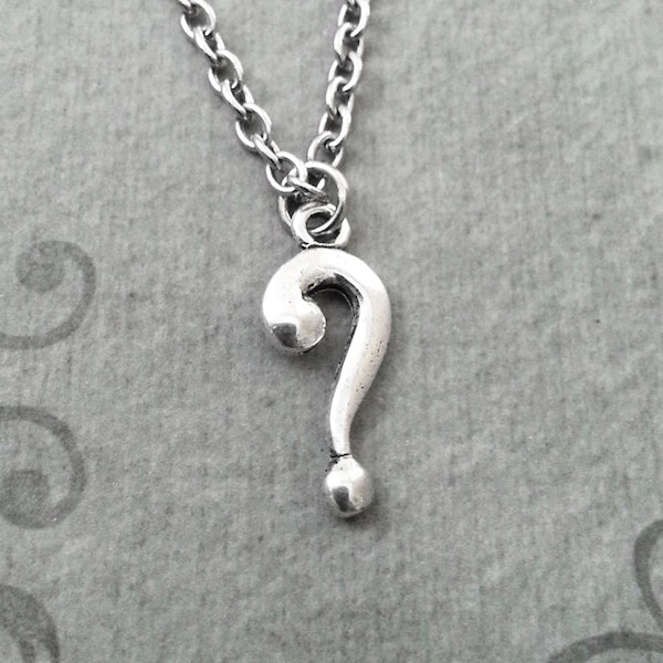 Question Mark Necklace SMALL Question Mark Jewelry Punctuation Necklace English Teacher Gift Conspiracy Theorist Charm Necklace Pendant