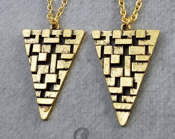 Triangle Necklace SET of 2 Triangle Pendant Necklaces Geometric Necklace Geometry Jewelry Best Friend Necklace Friendship Jewelry Gift