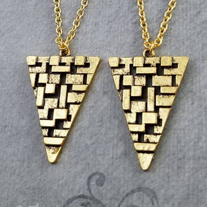 Triangle Necklace SET of 2 Triangle Pendant Necklaces Geometric Necklace Geometry Jewelry Best Friend Necklace Friendship Jewelry Gift image 1