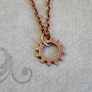 Gear Necklace VERY SMALL Gear Charm Necklace Gear Jewelry Cogs and Gears Necklace Gear Pendant Necklace Steampunk Jewelry Mechanical Gift
