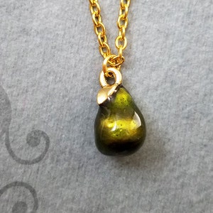 Pear Necklace VERY SMALL Green Pear Charm Pear Jewelry Pear Pendant Necklace Fruit Necklace Fruit Jewelry Food Necklace Food Jewelry Gift