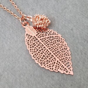 Blatt Halskette Rose Gold Halskette Rose Gold Schmuck Kiefer Kegel Halskette Anhänger Halskette Brautjungfer Halskette Blatt Charm Halskette Freundin