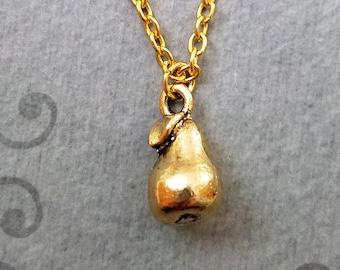 Pear Necklace VERY SMALL Pear Charm Necklace Pear Jewelry Pear Pendant Necklace Fruit Necklace Fruit Jewelry Food Necklace Food Jewelry Gift