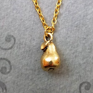 Pear Necklace VERY SMALL Pear Charm Necklace Pear Jewelry Pear Pendant Necklace Fruit Necklace Fruit Jewelry Food Necklace Food Jewelry Gift