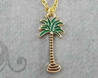 Palm Tree Necklace Palm Tree Charm Necklace Beach Jewelry Tropical Jewelry Palm Tree Pendant Necklace Beach Necklace Vacation Jewelry Gift