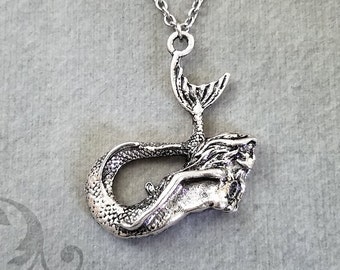 Mermaid Necklace Mermaid Charm Necklace Mermaid Pendant Necklace Fantasy Jewelry Mermaid Jewelry Sea Siren Necklace Beach Necklace Ocean