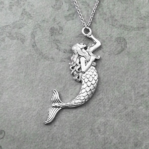 Mermaid Necklace LARGE Mermaid Jewelry Mermaid Pendant Necklace Fantasy Necklace Siren Necklace Fantasy Jewelry Mermaid Gift Charm Necklace