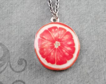 Grapefruit Necklace Grapefruit Jewelry Grapefruit Slice Charm Necklace Pendant Necklace Fruit Necklace Food Jewelry Fruit Jewelry Diet Gift