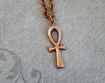 Ankh Necklace VERY SMALL Ankh Pendant Necklace Ankh Jewelry Egyptian Jewelry Ancient Egypt Gift Ankh Charm Necklace Copper Jewelry Mythology