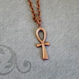 Ankh Necklace VERY SMALL Ankh Pendant Necklace Ankh Jewelry Egyptian Jewelry Ancient Egypt Gift Ankh Charm Necklace Copper Jewelry Mythology