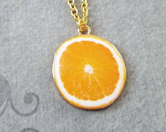 Orange Necklace Orange Jewelry Orange Slice Charm Necklace Orange Pendant Necklace Citrus Fruit Necklace Food Jewelry Fruit Jewelry Gift