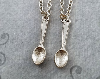 Spoon Necklace SET of 2 SMALL Spoon Charm Necklaces Spoons Gift Best Friend Necklace Friendship Jewelry Friendship Necklace Sisters Necklace