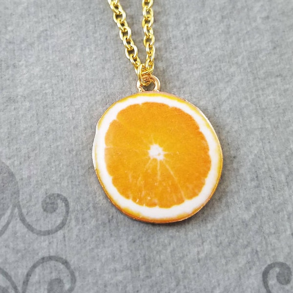 Orange Necklace Orange Jewelry Orange Slice Charm Necklace Orange Pendant Necklace Citrus Fruit Necklace Food Jewelry Fruit Jewelry Gift