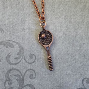 Tennis Racket Necklace SMALL Tennis Racket Charm Necklace Tennis Jewelry Tennis Player Gift Tennis Team Gift Copper Necklace Sports Jewelry