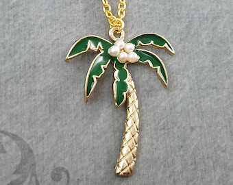 Palm Tree Necklace Palm Tree Charm Necklace Beach Jewelry Tropical Jewelry Palm Tree Pendant Necklace Beach Necklace Vacation Jewelry Gift