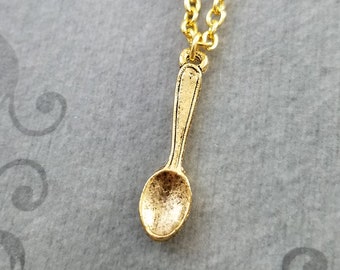 Spoon Necklace SMALL Spoon Pendant Necklace Spoon Jewelry Little Spoon Charm Necklace Girlfriend Necklace Bridesmaid Girlfriend Necklace