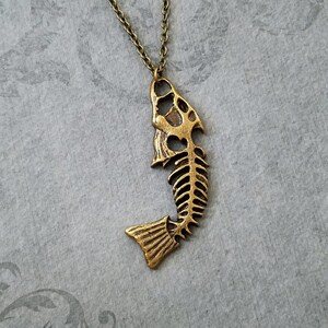 Fishbones Necklace LARGE Fish Bones Necklace Fish Fossil Necklace Dead Fish Necklace Fishing Gift Fish Charm Necklace Bones Pendant Necklace