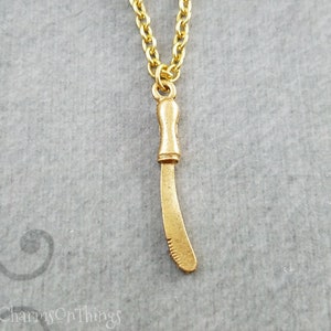 Knife Necklace SMALL Butter Knife Pendant Necklace Food Jewelry Knife Charm Necklace Girlfriend Necklace Bridesmaid Necklace Cooking Jewelry