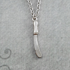 Knife Necklace SMALL Butter Knife Pendant Necklace Food Jewelry Knife Charm Necklace Girlfriend Necklace Bridesmaid Necklace Cooking Jewelry