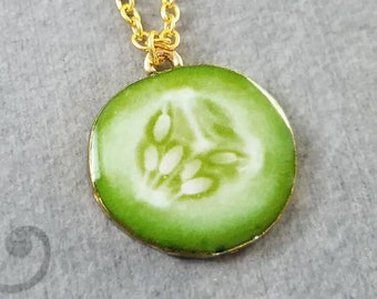 Pickle Necklace Pickle Jewelry Pickle Slice Charm Necklace Pendant Necklace Cucumber Necklace Vegetable Necklace Vegetable Jewelry Summer